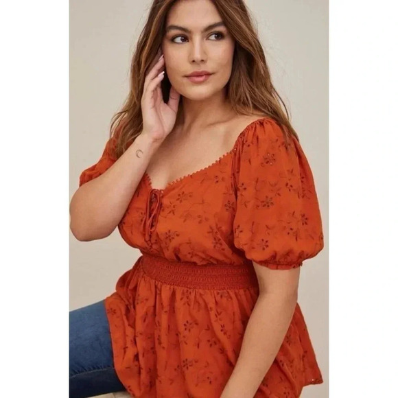 Torrid Orange Floral Peplum Top - Picture 9 of 9